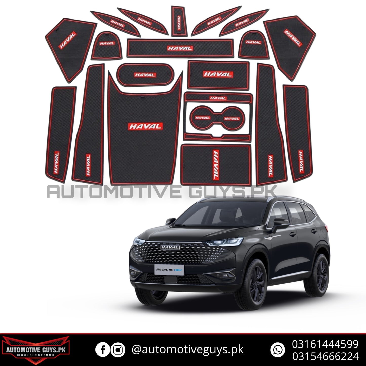 Haval H6 PVC Interior Non Slip Mats Black / Red