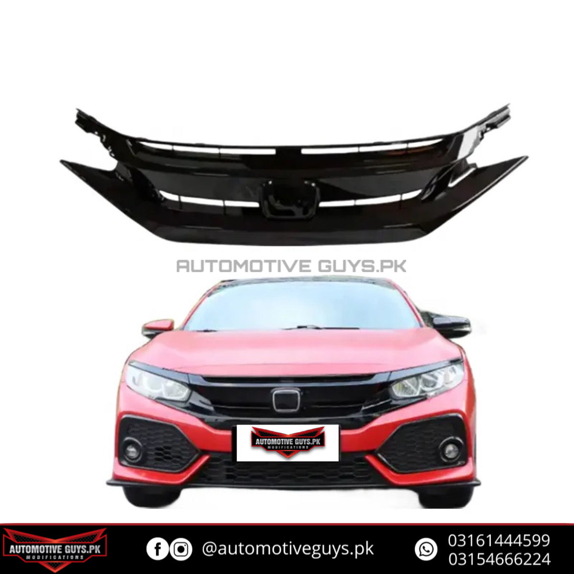 PIANO BLACK TURBO GRILL FOR CIVIC X 2017-21