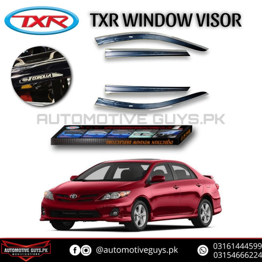 TXR Window Visors / Airpress For Corolla 2009-2014 with Stainless Steel Chrome - Premium Quality Rain Visors TXR with Chrome